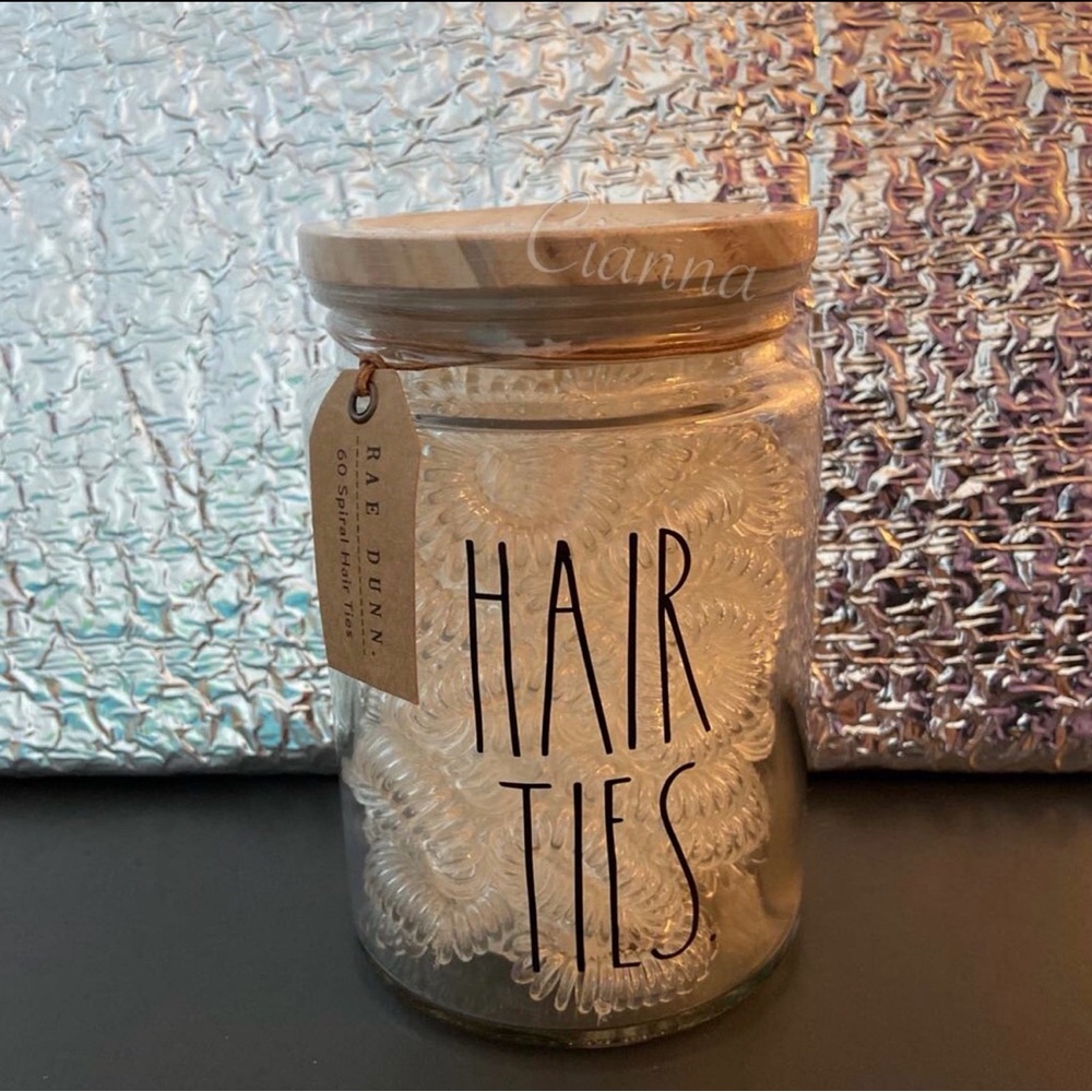 Rae Dunn Hair Ties Glass Jar